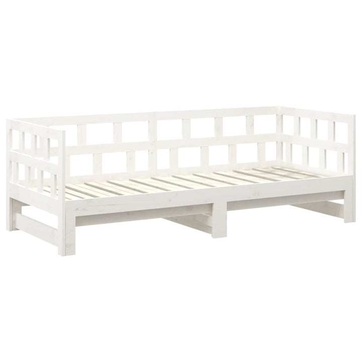 daybed med udtræk 2x(80x200) cm massivt fyrretræ hvid
