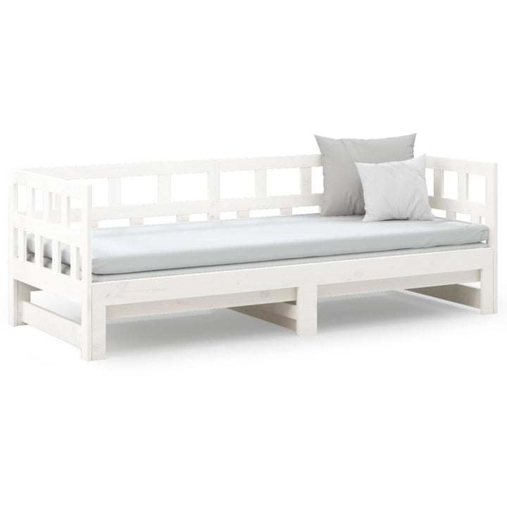 daybed med udtræk 2x(90x190) cm massivt fyrretræ hvid
