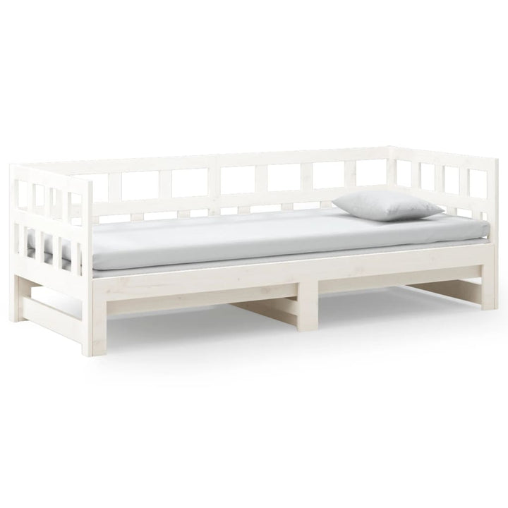 daybed med udtræk 2x(90x190) cm massivt fyrretræ hvid
