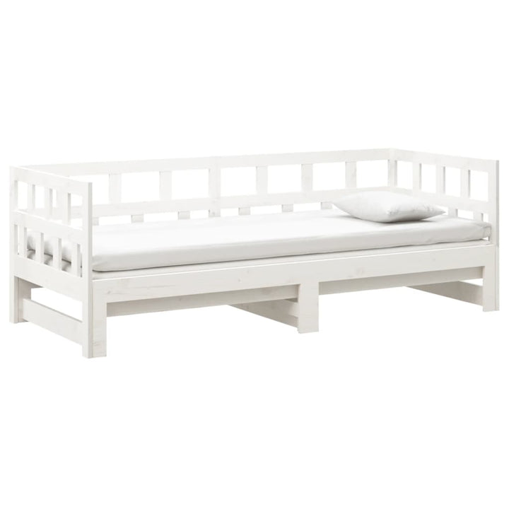 daybed med udtræk 2x(90x190) cm massivt fyrretræ hvid