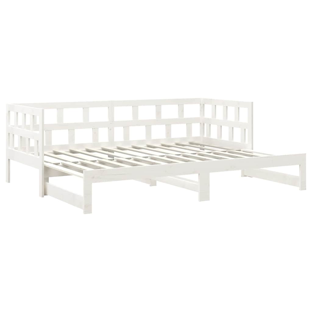 daybed med udtræk 2x(90x190) cm massivt fyrretræ hvid