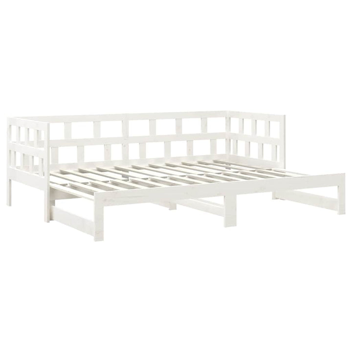 daybed med udtræk 2x(90x190) cm massivt fyrretræ hvid