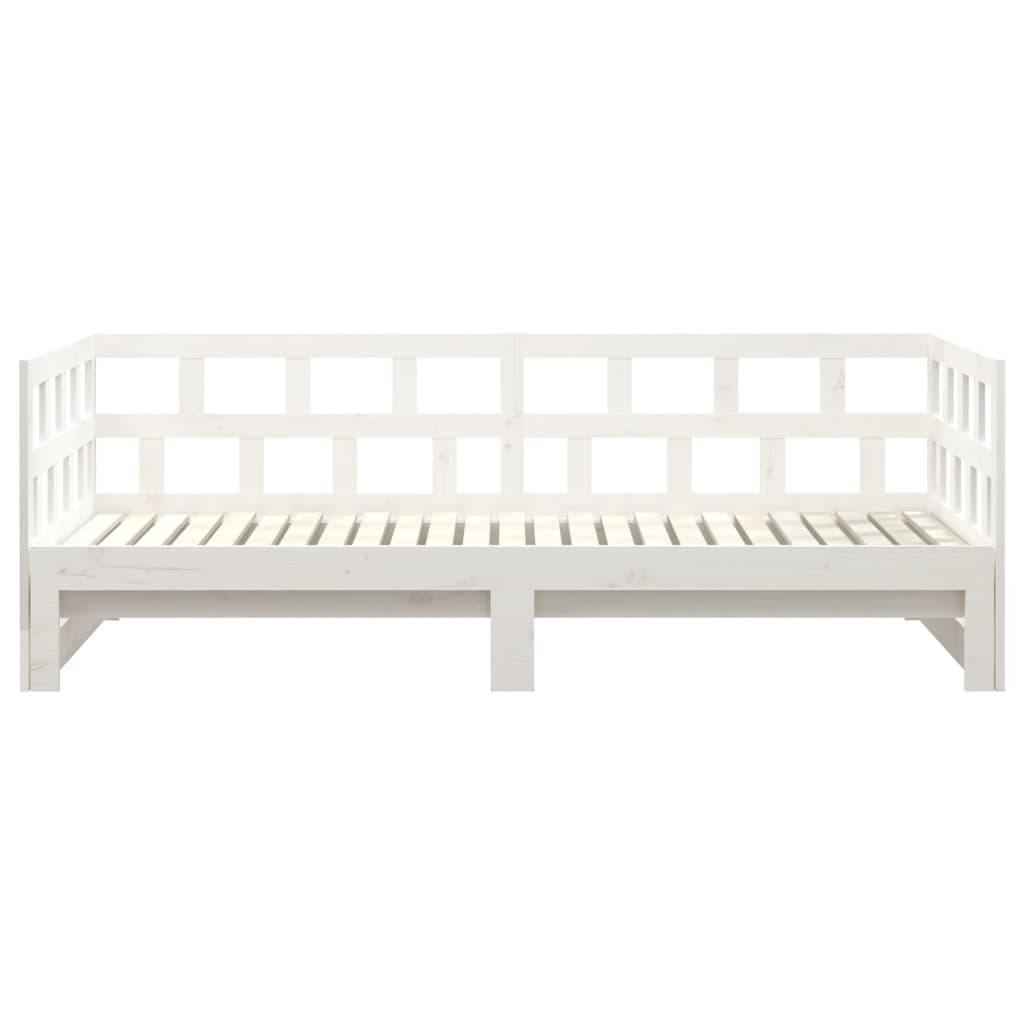 daybed med udtræk 2x(90x190) cm massivt fyrretræ hvid
