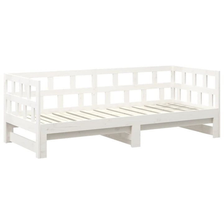 daybed med udtræk 2x(90x190) cm massivt fyrretræ hvid