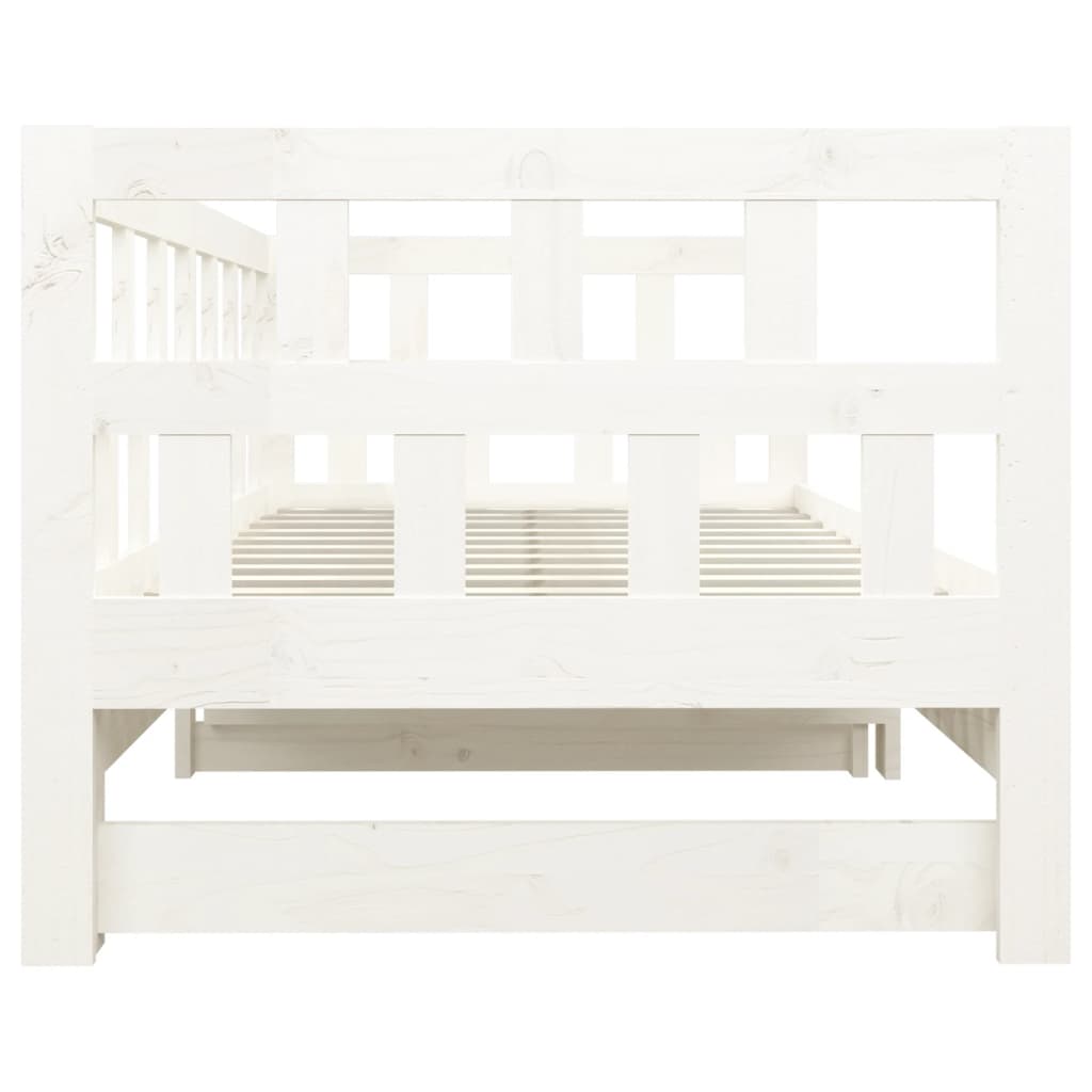 daybed med udtræk 2x(90x190) cm massivt fyrretræ hvid