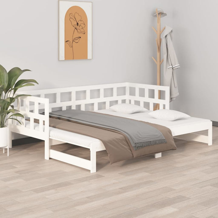 daybed med udtræk 2x(90x190) cm massivt fyrretræ hvid