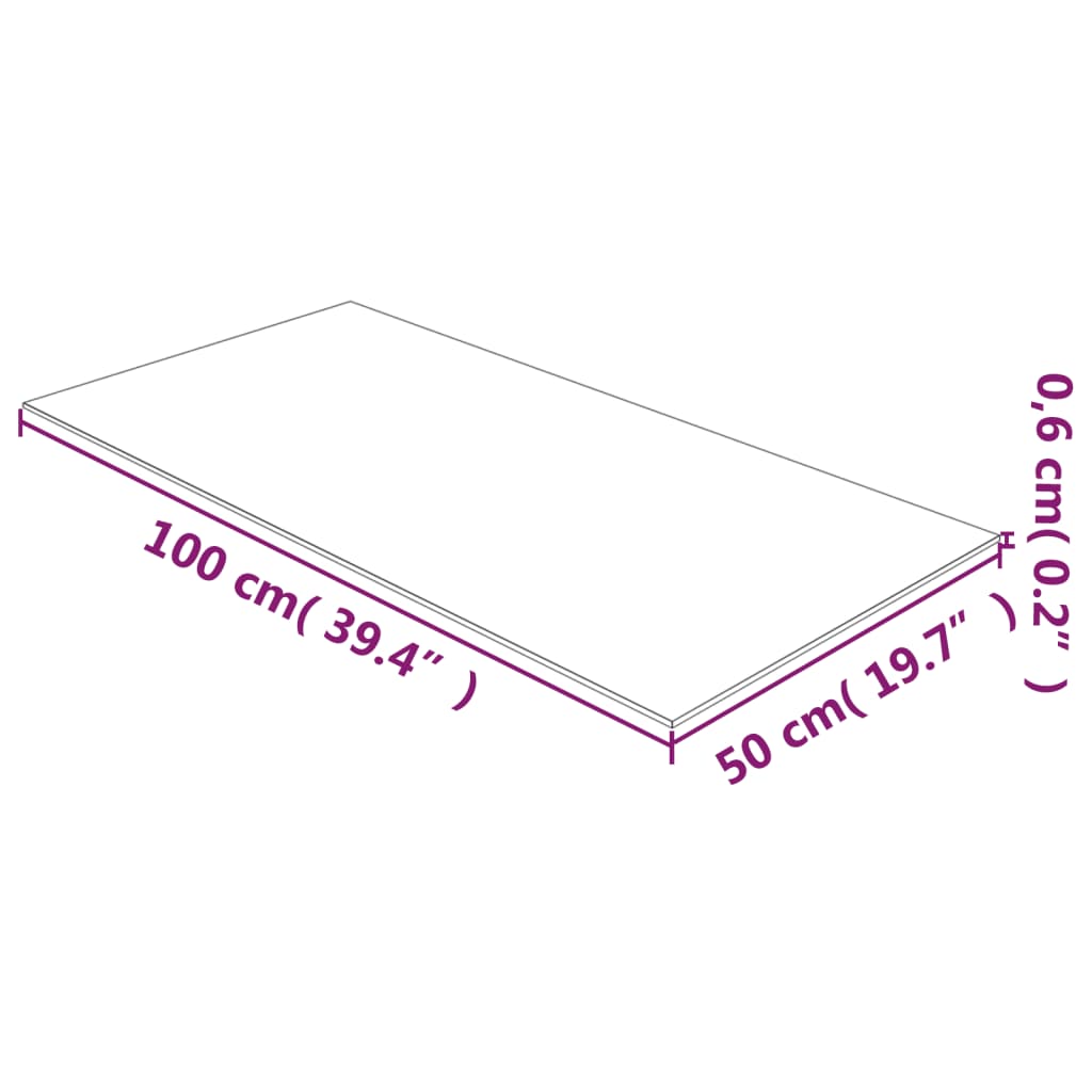 bordplade 50x100 cm hærdet glas transparent