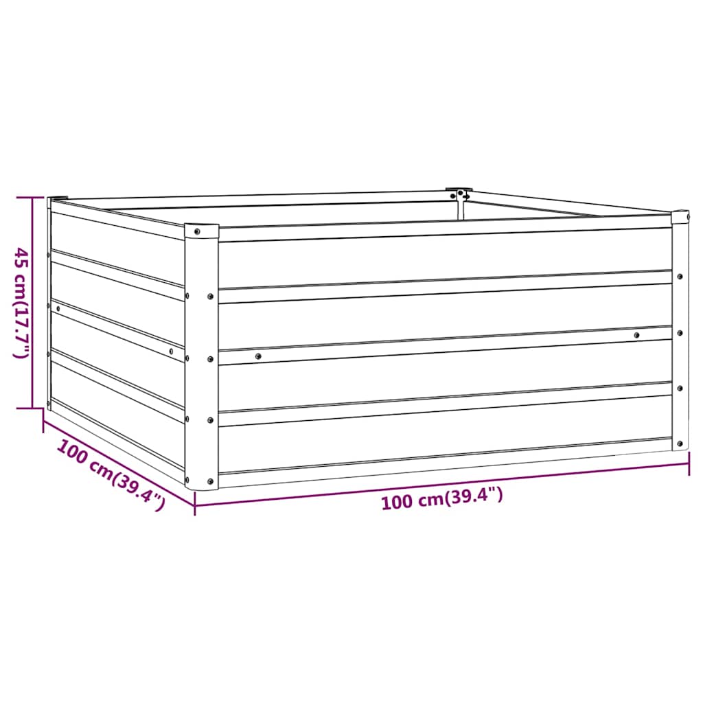 højbed 100x100x45 cm cortenstål rustfarvet