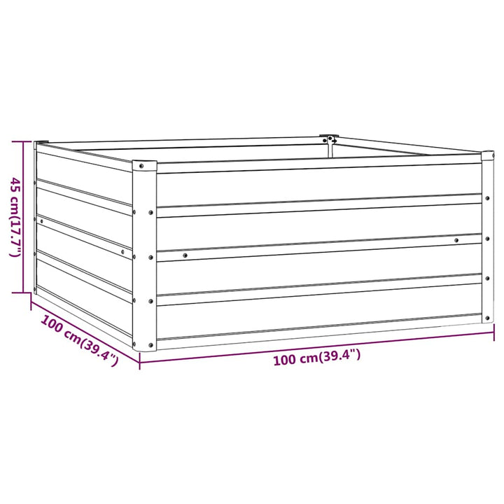 højbed 100x100x45 cm cortenstål rustfarvet