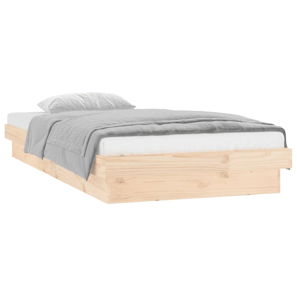 sengeramme med LED-lys 90x200 cm massivt træ