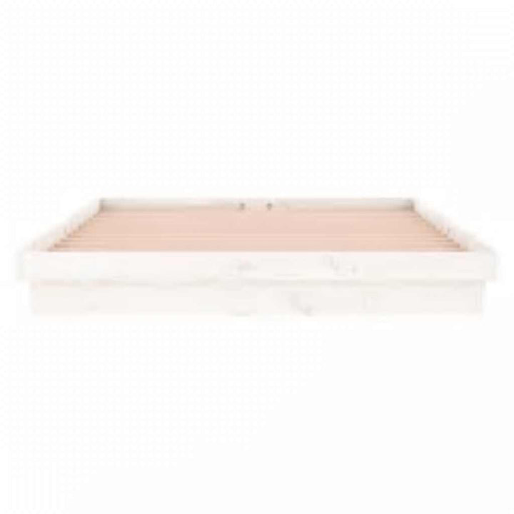 sengeramme med LED-lys 160x200 cm massivt træ hvid