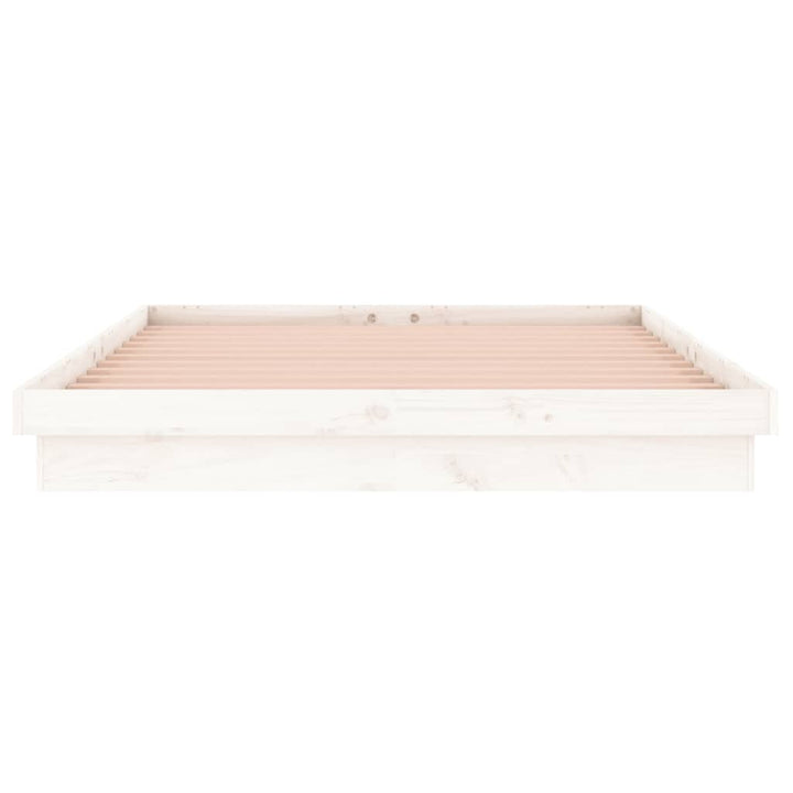 sengeramme med LED 180x200 cm super kingsize massivt træ hvid