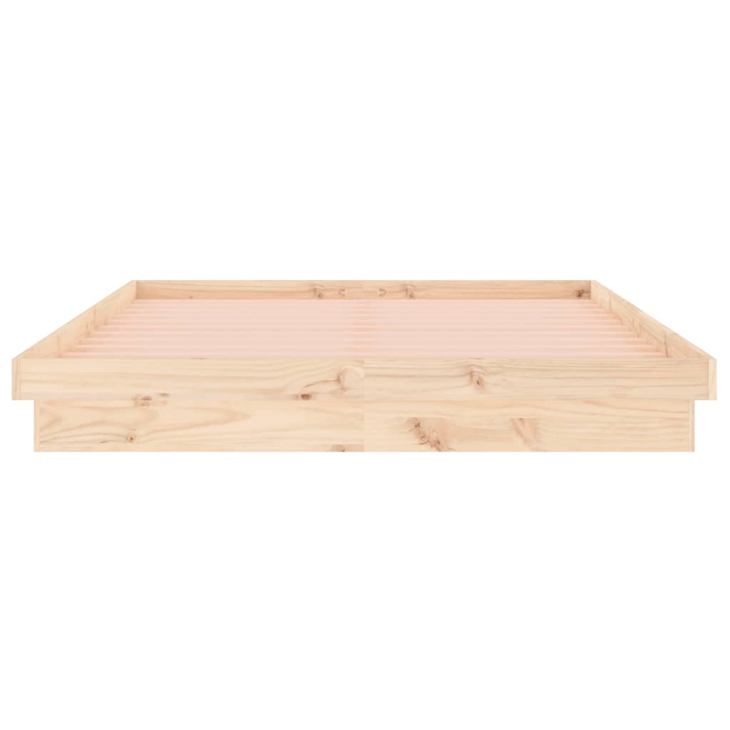 sengeramme med LED-lys 200x200 cm massivt træ