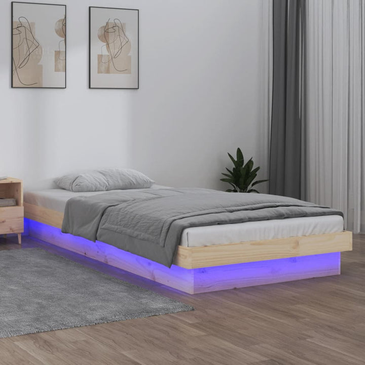 sengeramme med LED 75x190 cm Small Single massivt træ