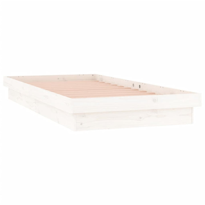 sengeramme med LED-lys 90x190 cm Single massivt træ hvid