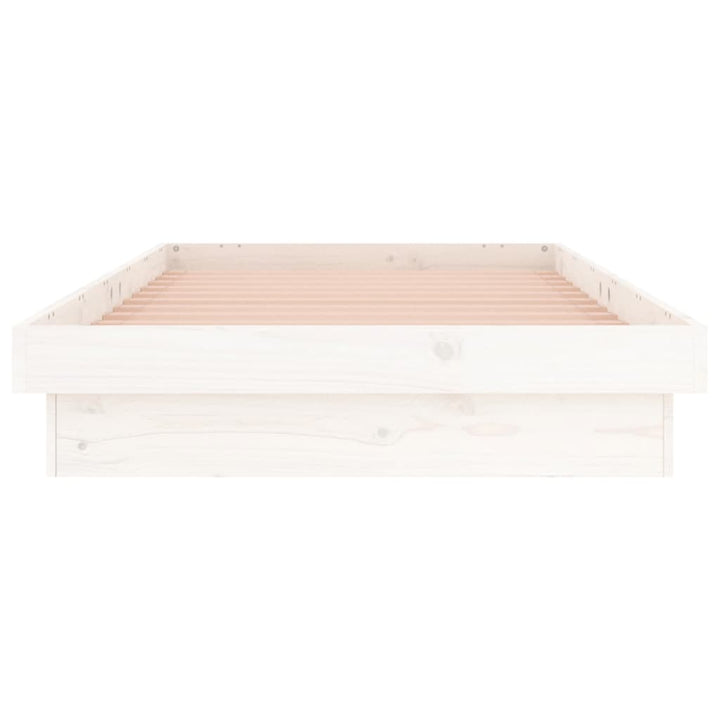 sengeramme med LED-lys 90x190 cm Single massivt træ hvid