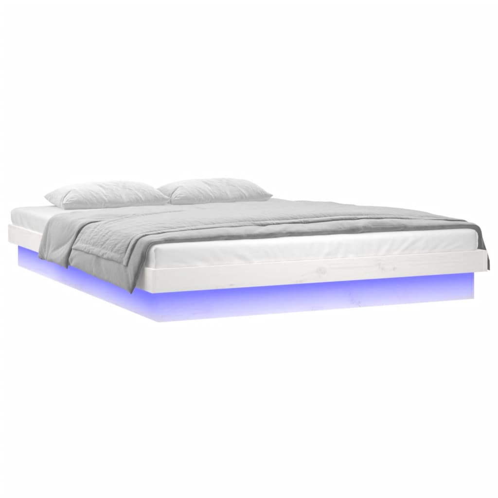 sengeramme med LED-lys 120x190 cm Small Double massivt træ hvid