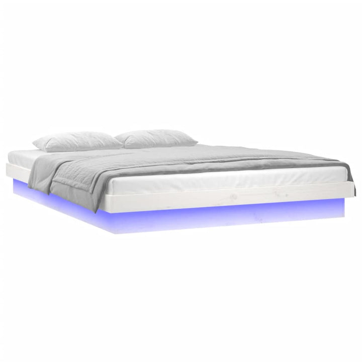 sengeramme med LED-lys 120x190 cm Small Double massivt træ hvid