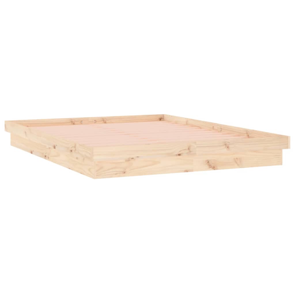 sengeramme med LED-lys 140x190 cm massivt træ