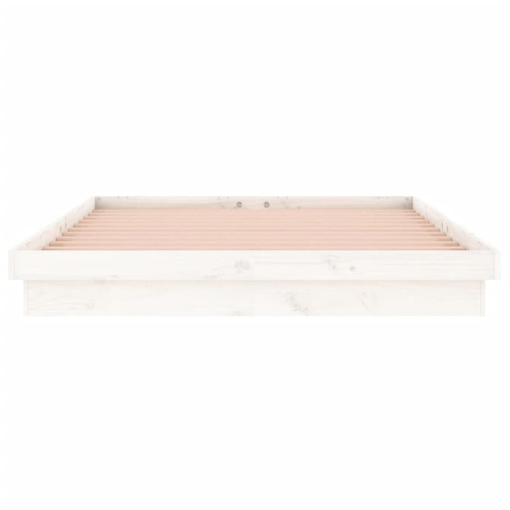 sengeramme med LED-lys 140x190 cm massivt træ hvid