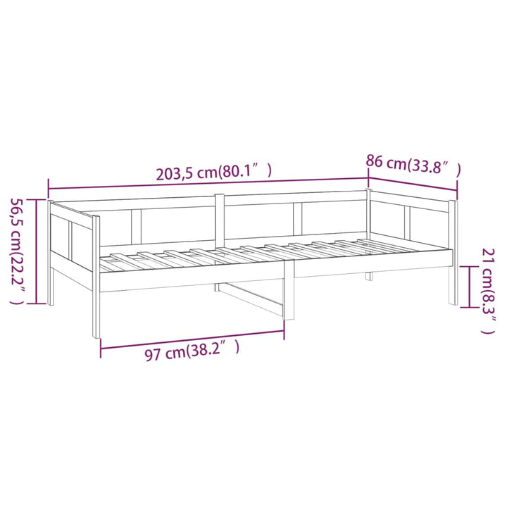 daybed 80x200 cm massivt fyrretræ