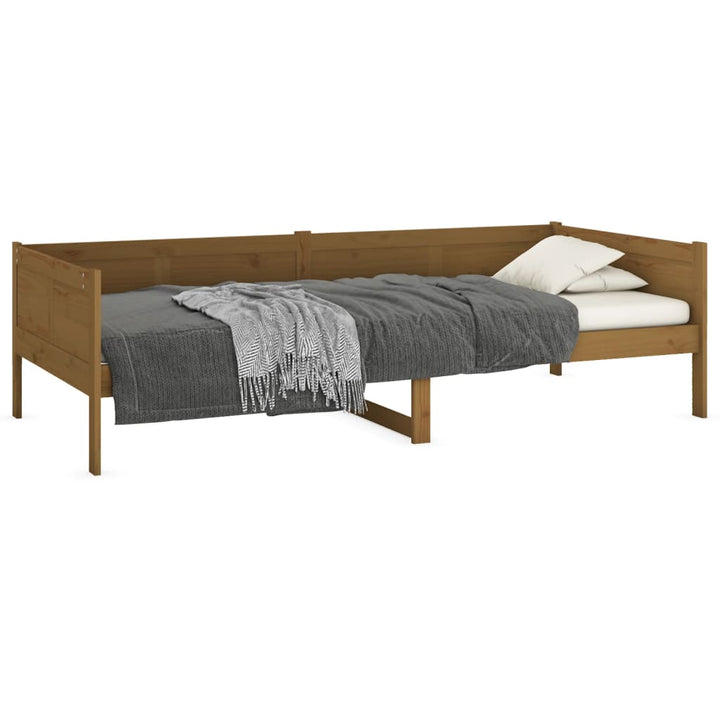 daybed massivt fyrretræ gyldenbrun 90x190 cm
