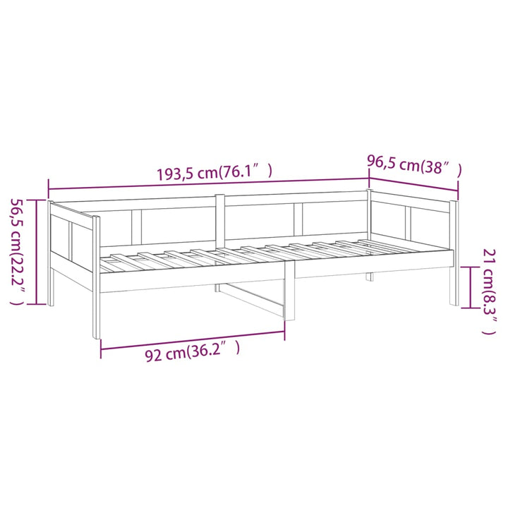 daybed massivt fyrretræ gyldenbrun 90x190 cm