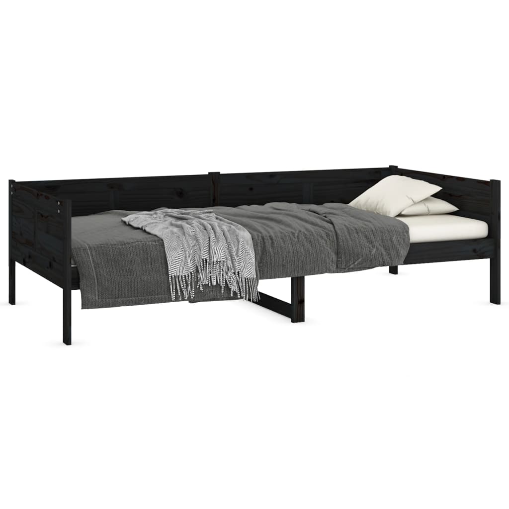 daybed massivt fyrretræ sort 90x190 cm