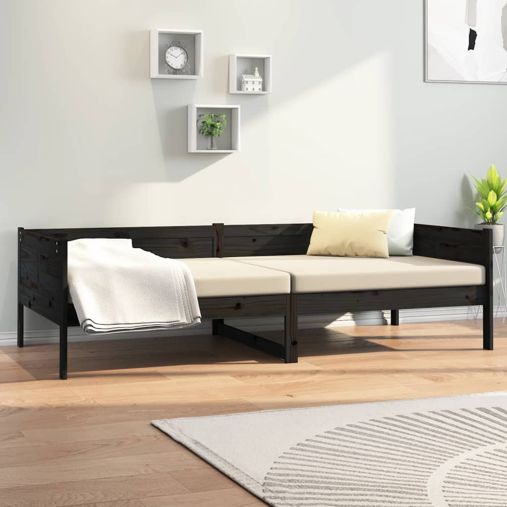 daybed massivt fyrretræ sort 90x190 cm
