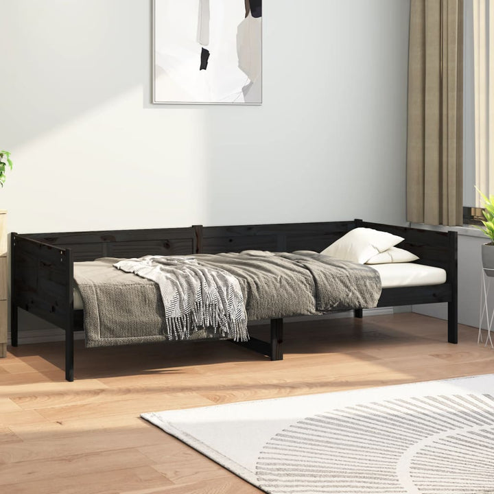 daybed massivt fyrretræ sort 90x190 cm
