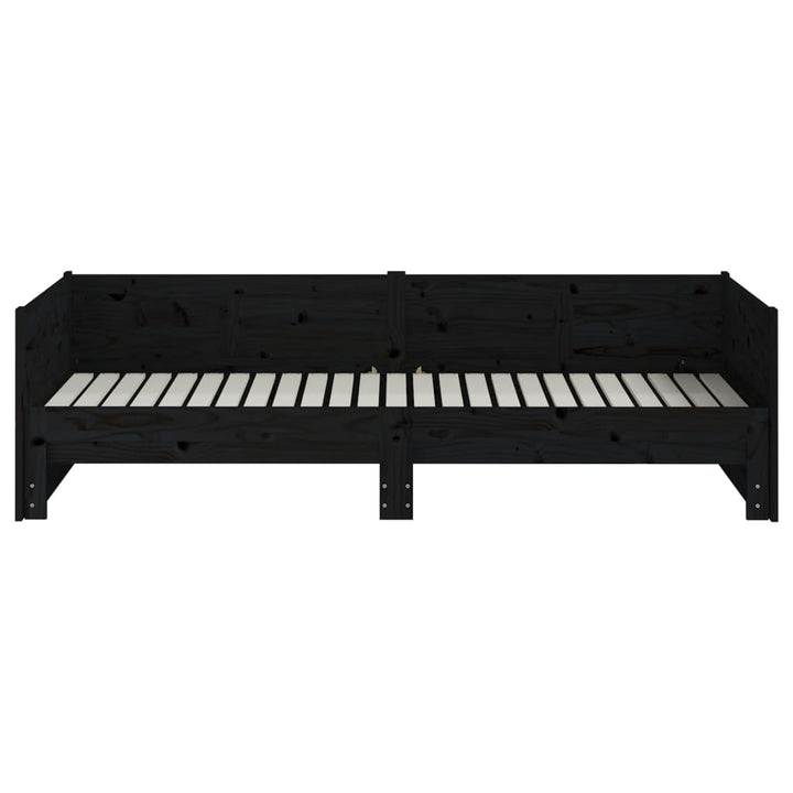 daybed med udtræk 2x(90x200) cm massivt fyrretræ sort