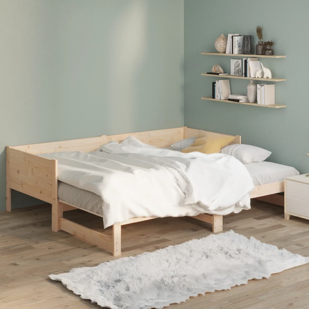 daybed med udtræk 2x(80x200) cm massivt fyrretræ