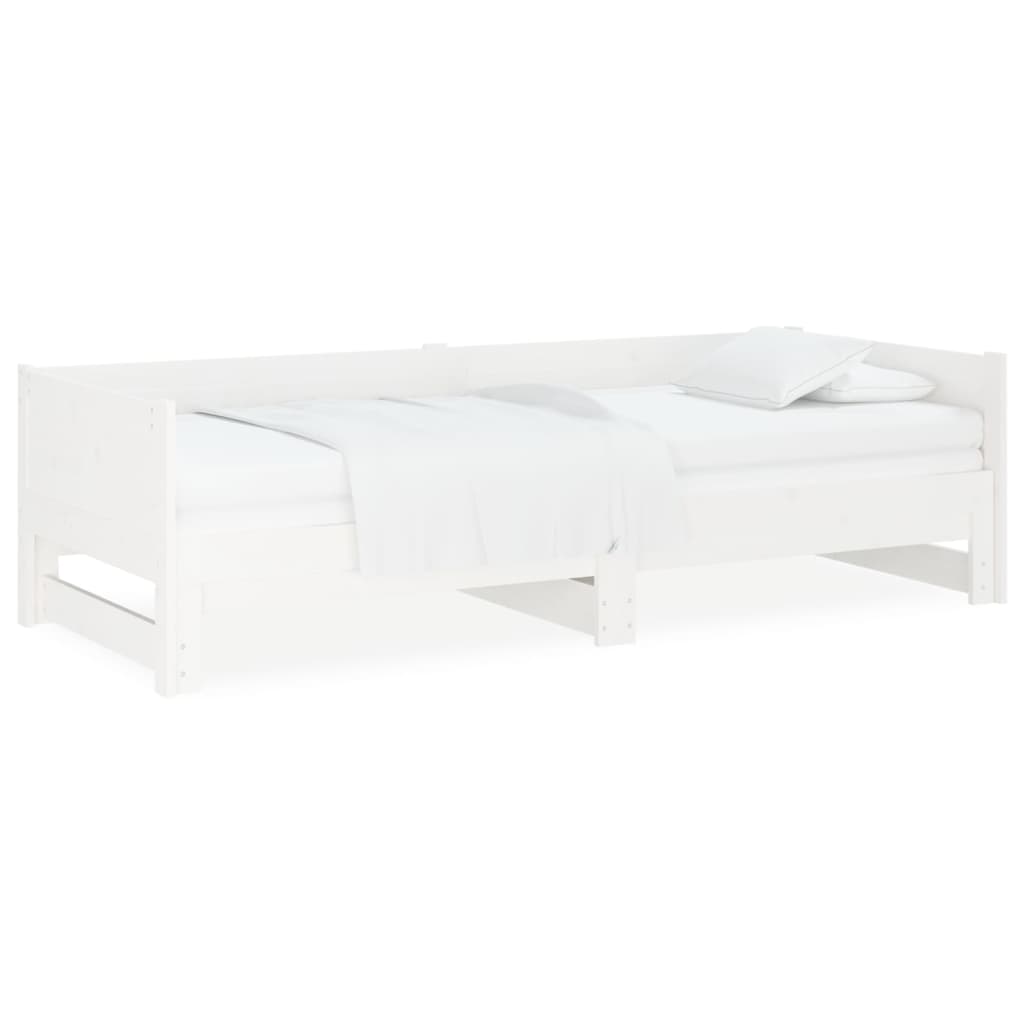 daybed med udtræk 2x(90x190) cm massivt fyrretræ hvid