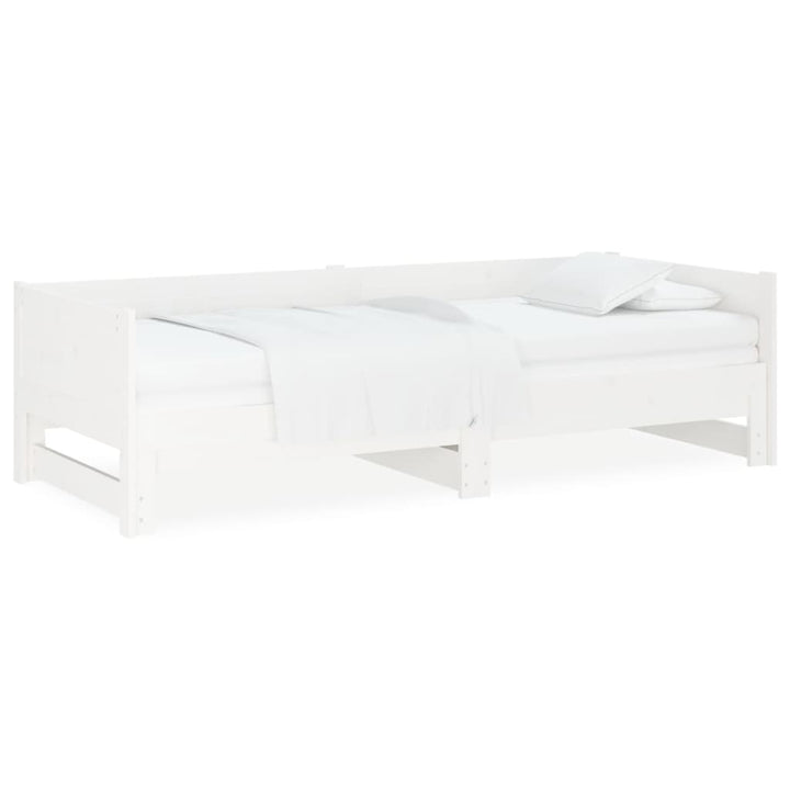 daybed med udtræk 2x(90x190) cm massivt fyrretræ hvid