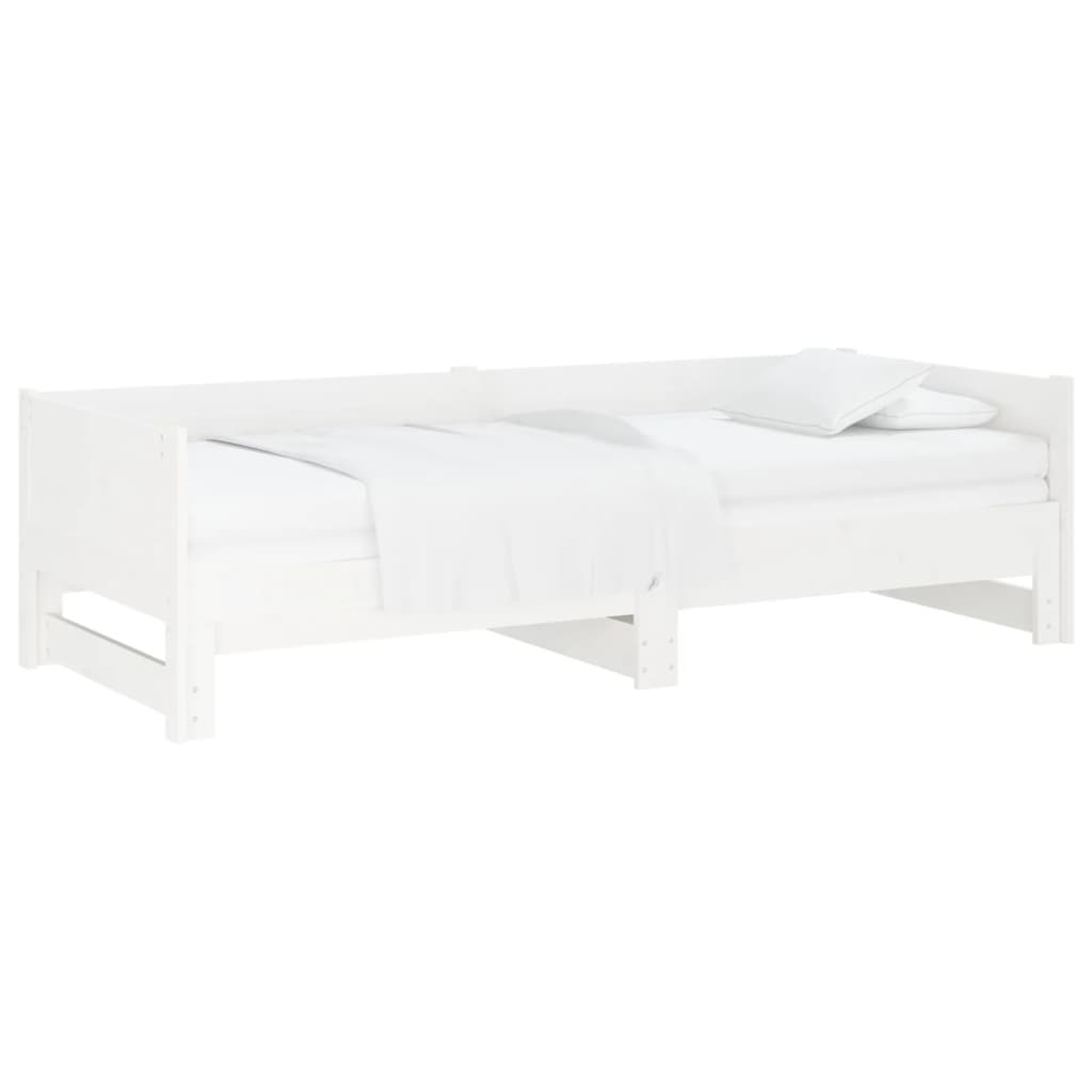 daybed med udtræk 2x(90x190) cm massivt fyrretræ hvid
