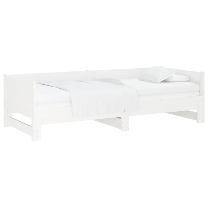 daybed med udtræk 2x(90x190) cm massivt fyrretræ hvid