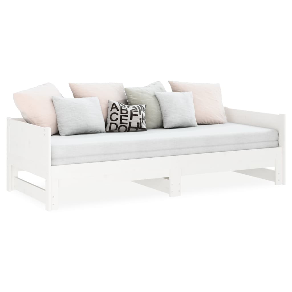 daybed med udtræk 2x(90x190) cm massivt fyrretræ hvid
