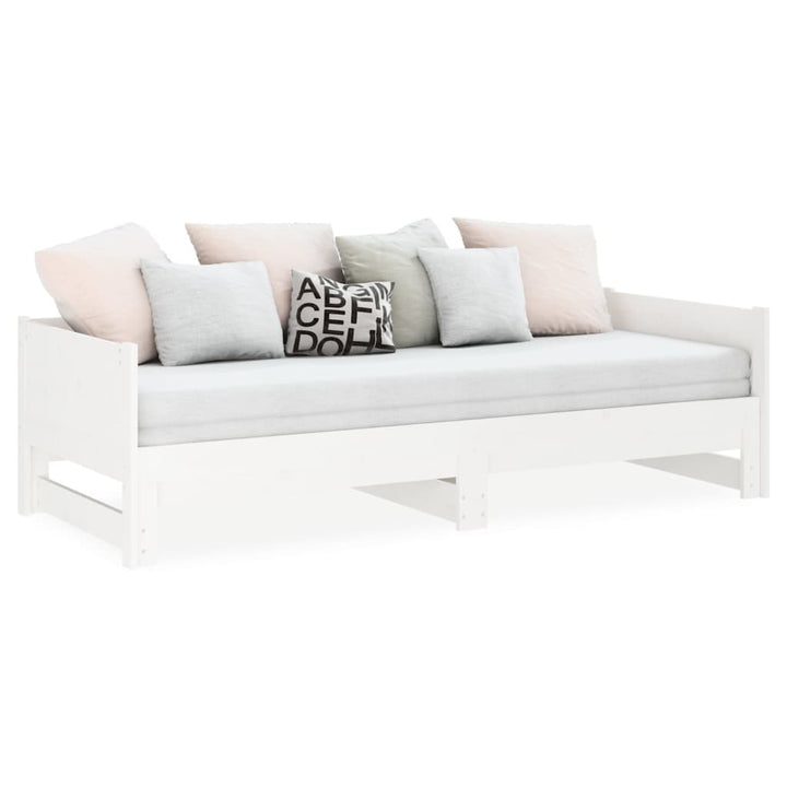 daybed med udtræk 2x(90x190) cm massivt fyrretræ hvid