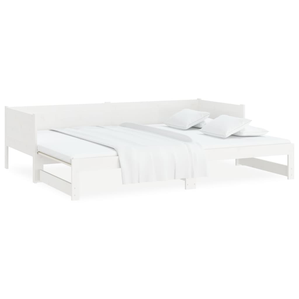 daybed med udtræk 2x(90x190) cm massivt fyrretræ hvid