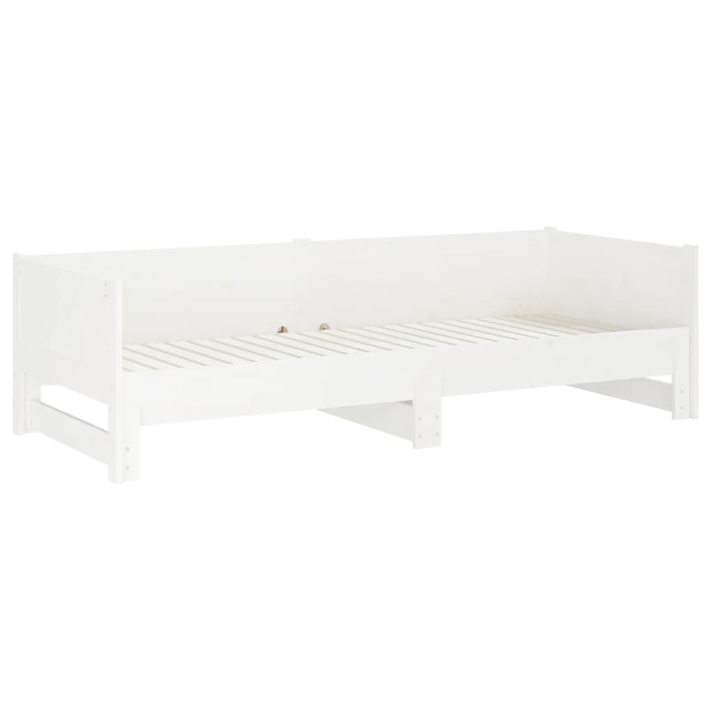 daybed med udtræk 2x(90x190) cm massivt fyrretræ hvid