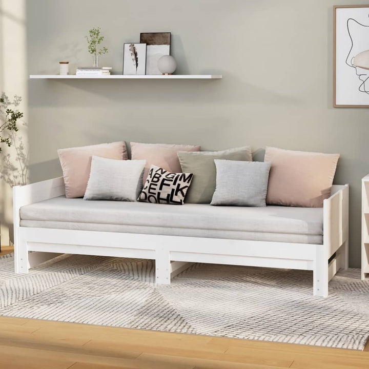 daybed med udtræk 2x(90x190) cm massivt fyrretræ hvid