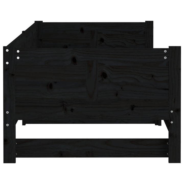 daybed med udtræk 2x(90x190) cm massivt fyrretræ sort