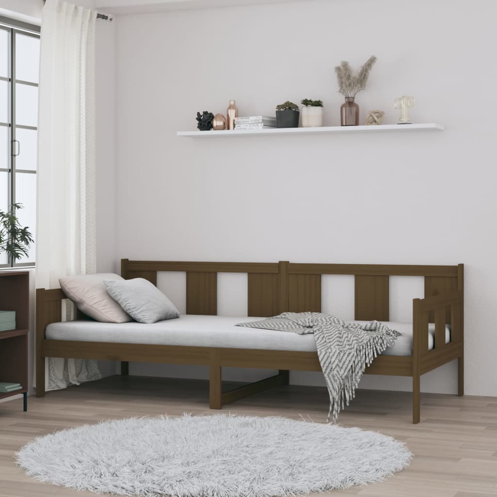 daybed 90x200 cm massivt fyrretræ gyldenbrun