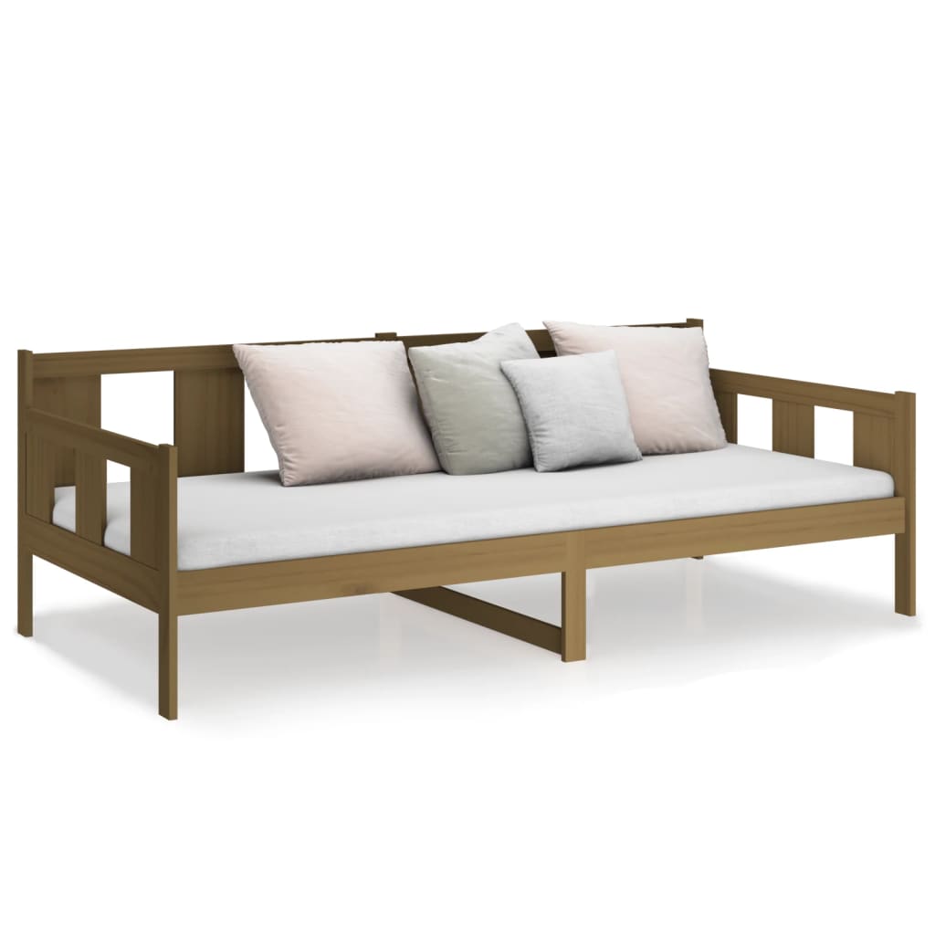 daybed 90x200 cm massivt fyrretræ gyldenbrun