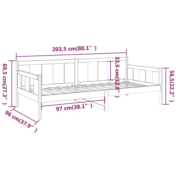daybed 90x200 cm massivt fyrretræ gyldenbrun
