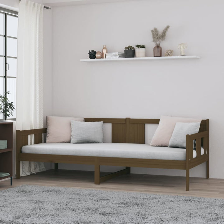 daybed 90x190 cm massivt fyrretræ gyldenbrun