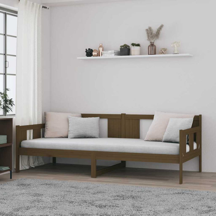 daybed 90x190 cm massivt fyrretræ gyldenbrun
