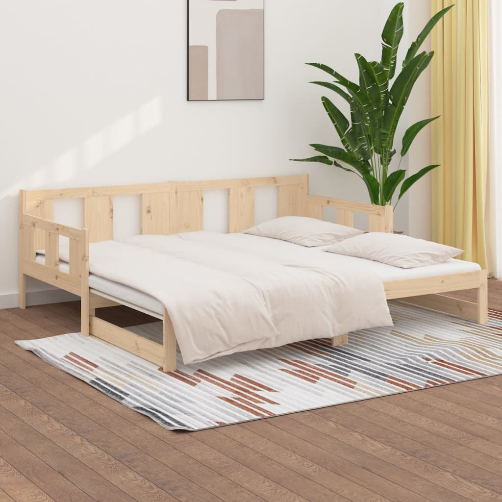 daybed med udtræk 2x(80x200) cm massivt fyrretræ