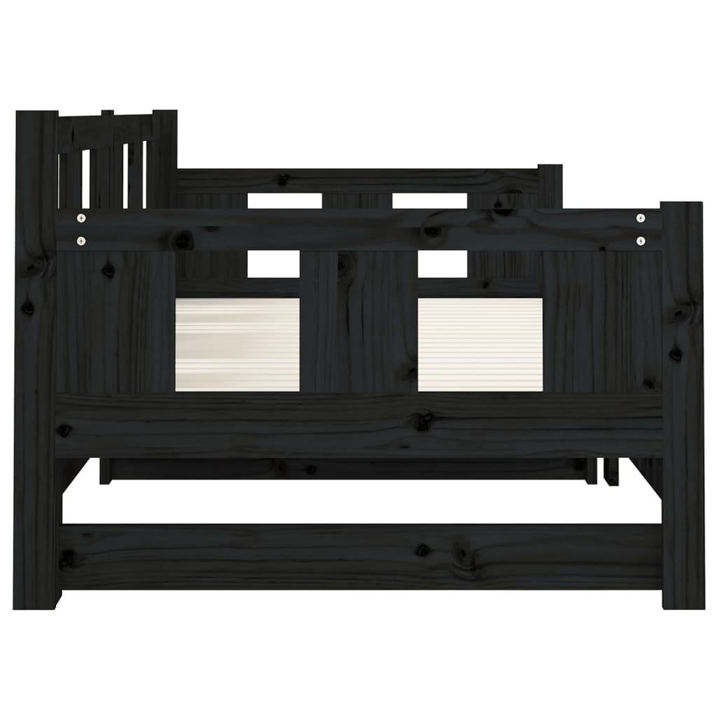 daybed med udtræk 2x(80x200) cm massivt fyrretræ sort