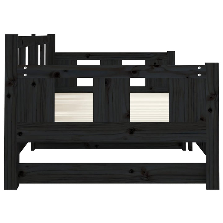 daybed med udtræk 2x(90x190) cm massivt fyrretræ sort
